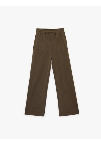 Koton Beli Lastikli Bağcıklı Cepli Düz Paça Eşofman Pantolon Kahverengi 6sak40002pk Kahve