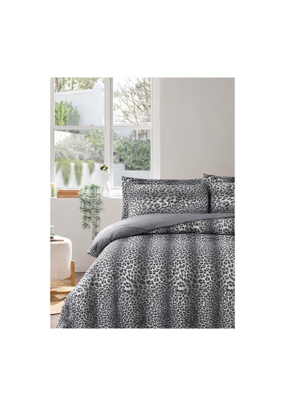 Gri Leopar Desenli Çift Kişilik Nevresim Takımı Modern Seri Çok Renkli