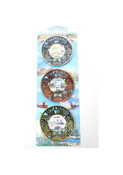 İstanbul Temalı Metal Magnet 3'lü Set Buzdolabı Magneti 8 Cm