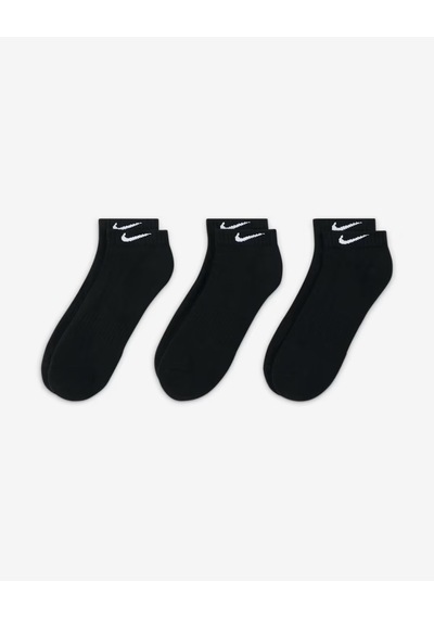 Nike Sx7667-010 Everyday Cushioned Low Antrenman Çorapları 3 Çift Sıyah