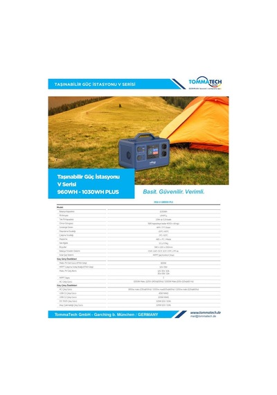 Tommatech Güç İstasyonu Paketi - 1030wh Taşınabilir Güç Kaynağı + 170wp Flexible Güneş Paneli