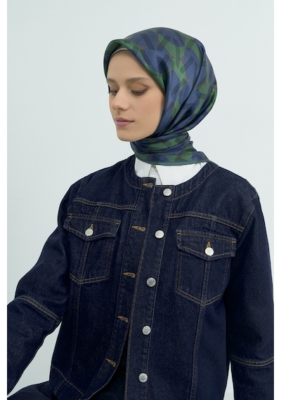 Armine Saf İpek Sura Eşarp-2026 İlkbahar-yaz- 954100d Yeşil-Mavi