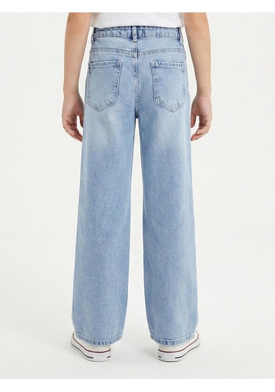 Xo Kids Kız Çocuk Çiçek Nakışlı Jean Pantolon 4-13 Yaş 26164 Mavi