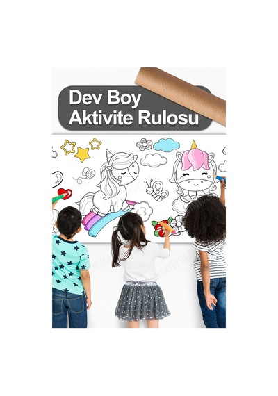Melolisa Unicorn Temalı Bebek, Kreş Ve Çocuk Aktivite Ve Boyama Rulosu - Kids Coloring Roll