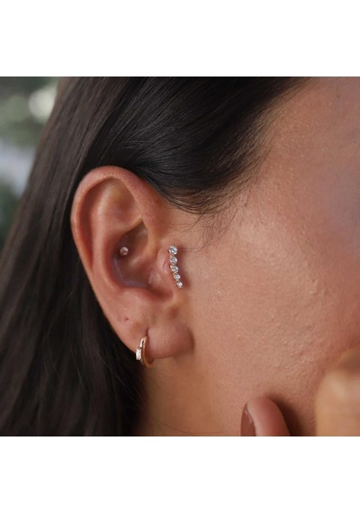 Beş Taşlı Tragus Piercing Çok Renkli