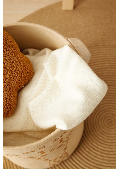 Ocean Home Textile Çocuk Odası Sevimli Zürafa Jüt Keten Kumaş Oyuncak Sepeti 33 x 40 cm