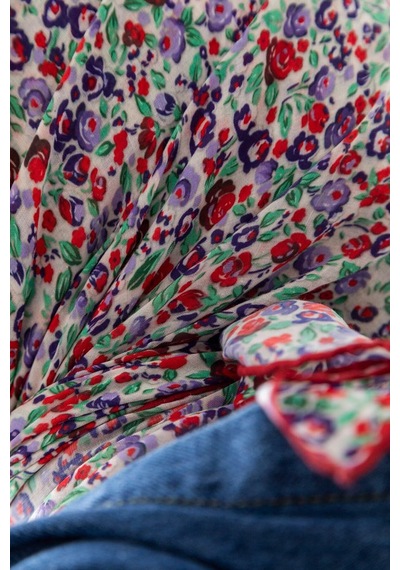 Silk Home Karanfil Desen Soft Pamuk Eşarp Kırmızı