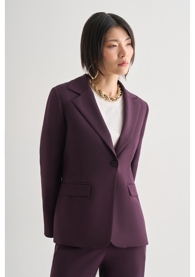 Mizalle Mürdüm Tek Düğme Klasik Blazer Ceket Mürdüm