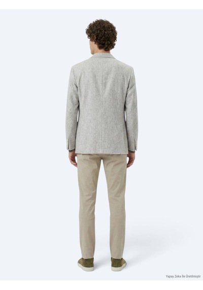 Kip Açık Kahve Desenli Modern Fit Yün Karışımlı Ceket Açık Kahverengi