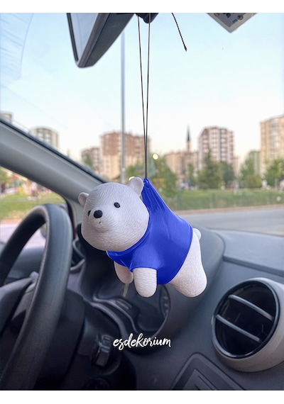 Sevimli Ayıcık Dikiz Aynası Süsü - Araç Aksesuar - Oto Aksesuar Mavi