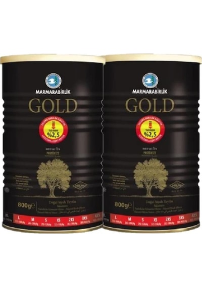 Marmarabirlik Gold 201-230 KB XL Siyah Zeytin Teneke 2 x 800 G