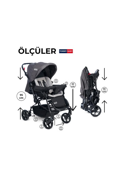 Tommybaby Elegant Travel Çift Yönlü Bebek Arabası Antrasit
