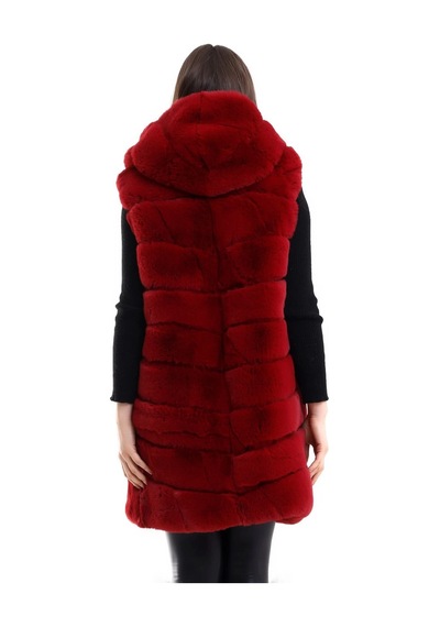 Ertaştrendstore Kadın Reks Kapüşonlu Yelek - Kırmızı Çok Renk