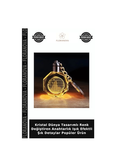 Kristal Dünya Tasarımlı Renk Değiştiren Anahtarlık Işık Efektli Şık Detaylar Popüler Ürün