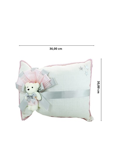 Süslebabypartystore Takı Yastığı, Keten Kumaş Pembe & Gümüş Gümüş - Pembe