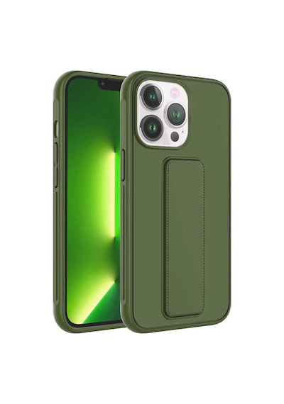 Apple Uyumlu iPhone 13 Pro Max Kılıf Zore Qstand Kapak Koyu Yeşil