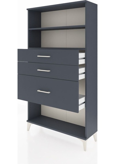Arges Dolap 2 Raflı 3 Çekmeceli 88x30x163 Antrasit-antrasit Antrasit