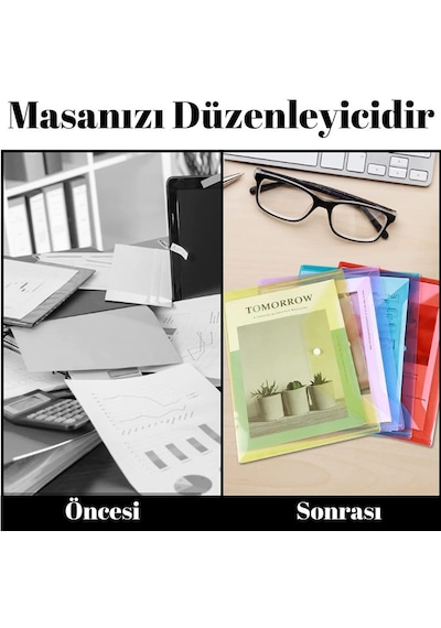 A4 Çıtçıtlı Beyaz Şeffaf Renkli Zarf Dosya 1 Adet Artlantis Çıt Ç