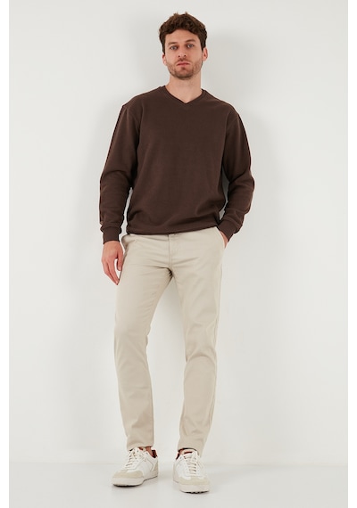 Buratti Pamuklu Regular Fit V Yaka Erkek Kazak 456202 V Kahve