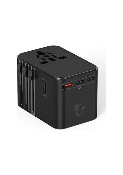 Wiwu Wi-ua006 Çoklu Universal Tr/us/uk/aus/eu Uyumlu Seyahat Şarj Adaptörü 45w Siyah