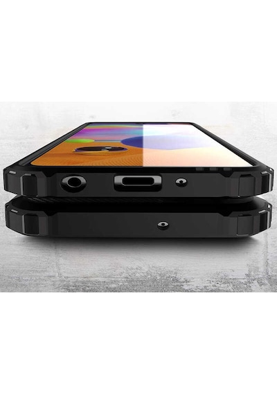 Noktaks - Samsung Galaxy Uyumlu A31 - Kılıf Çift Katman Zırh Tank Crash Military Kapak - Gold