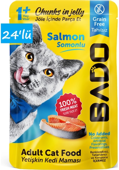 Bado Yetişkin Yaş Kedi Maması Somonlu 85gr 24'lü