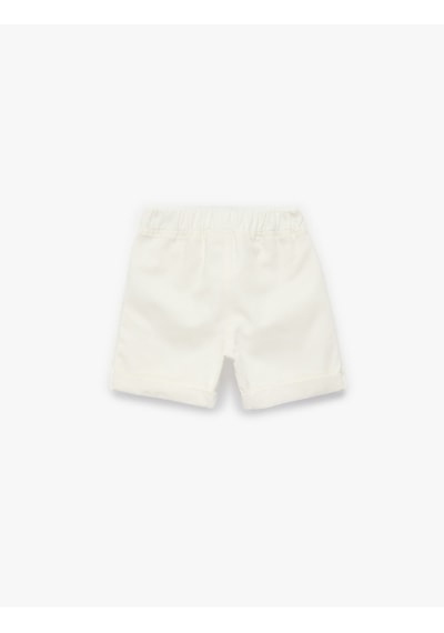 Koton Pamuklu Cepli Duble Paça Beli Bağcıklı Gabardin Şort Beyaz 6smb40026tw Beyaz
