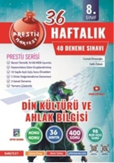8. Sınıf Haftalık Din Kültürü Ve Ahlak Bilgisi 40 Deneme + 36 Açık Uçlu Test