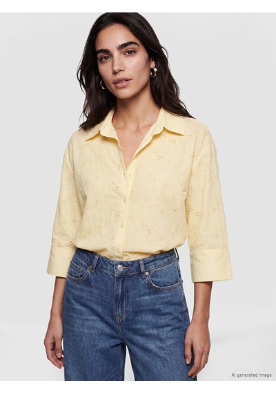 Lcw Vision Sarı Oversize Kadın Brode Gömlek
