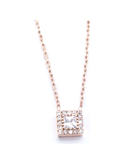 Ferizz Rose Zirkon Baget Taşlı Gümüş Kolye Gk-332