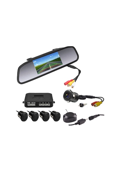Gpr Kameralı Park Sensörü 4.3 'Ayna Ekranlı Sıyah Sensör Full Set Gpr Kameralı Park Sensörü 4.3 'Ayna Ekranlı Sıyah Sensör Full Set