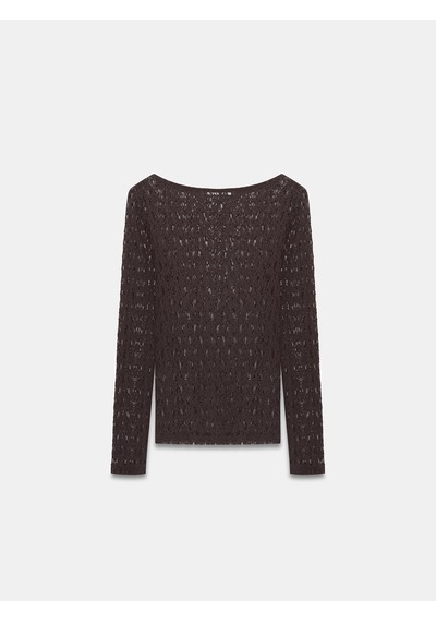 Dilvin 32763 Kayık Yaka Dantel Top-koyu Kahve