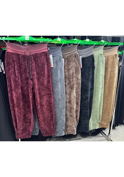 Büyük Beden Fitilli Kadife Mom Lastikli Yüksek Bel Kadın Pantolon Bordo