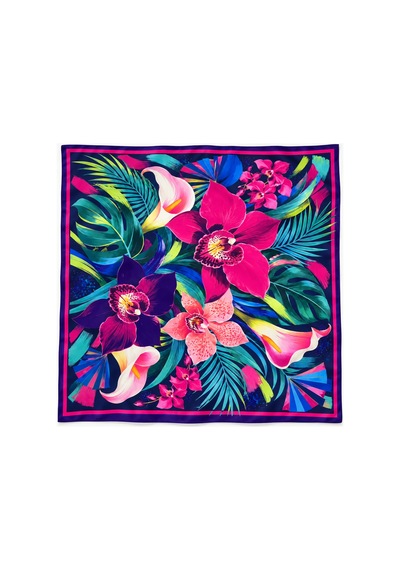 Tarzını Seç Tarzınıseç Seksenler Retro Orkide Desenli Fular 70 X 70 Cm