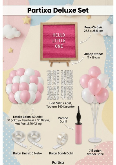 Hastane Odası Süsleme Hoş Geldin Bebek İlk Gün Deluxe Set Kız Pembe Keçe Yazı Panosu Standlı Pompa Balon Zincirli 7 Li Balon Standlı Tüm Yaşlar Hastane Odası Süsleme Hoş Geldin Bebek İlk Gün Deluxe Set Kız Pembe Keçe Yazı Panosu Standlı Pompa Balon Zincirli 7 Li Balon Standlı Tüm Yaşlar