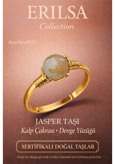 Sertifikalı Kalp Çakrası Denge Yüzüğü Jasper Taşı Ayarlanabilir Çok Renkli