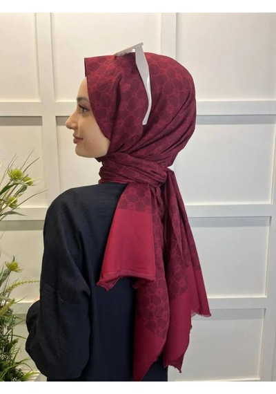 Aker Elegance Monogram Şal - 1090100-941 - Bordo Bordo