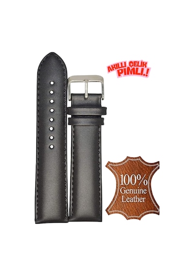22mm Akıllı Pimli Siyah Hakiki Tek Parça Deri Saat Kordonu Kayışı 44mm Diğer