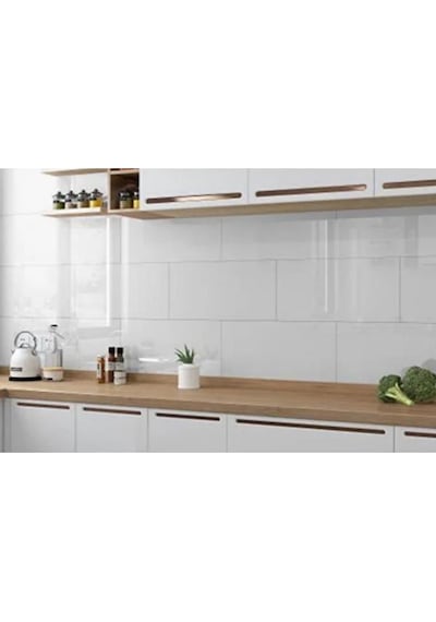 Shiny Düz Beyaz Parlak 30x60cm Yapışkanlı Mutfak Banyo Kaplama Köpük Duvar Paneli Kağıdı Beyaz