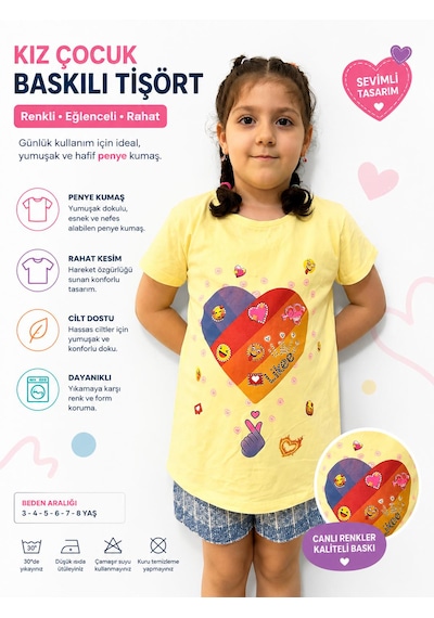 Monili Kız Çoçuk T-shirt SARI