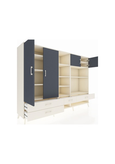 Hyperion Dolap 12 Raflı 4 Çekmeceli 4 Kapaklı 220x44x163 Aytaşı-a Aytaşı-antrasit/aytaşı