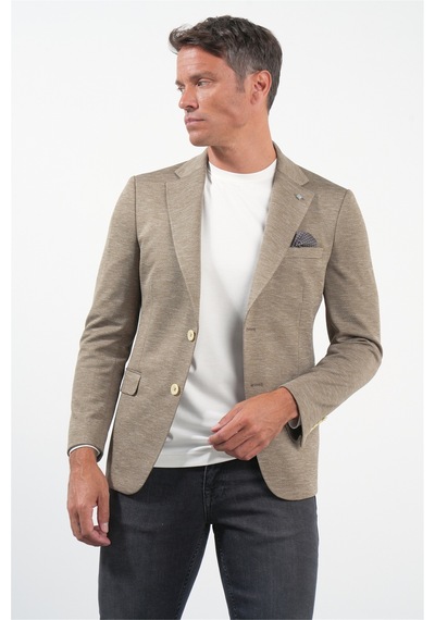 İmza Bej Mono Yaka Örme 6 Drop Slim Fit Ceket 1002260152
