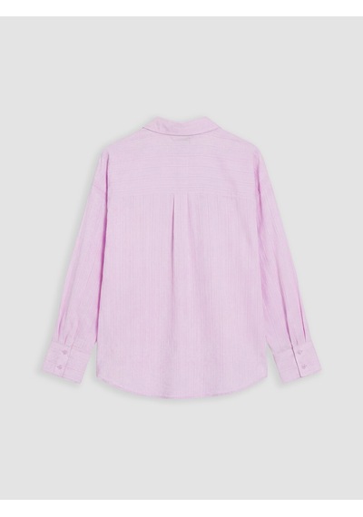 Lcw Vision Lila Çizgili Oversize Kadın Gömlek