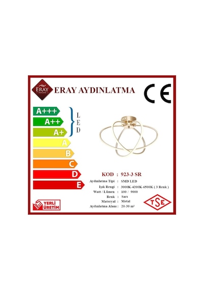 Eray Aydınlatma 923-3 3'Lü Led Sarı Avize