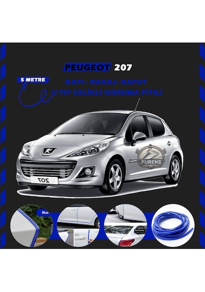 Peugeot 207 Oto Araç Kapı Koruma Fitili 5metre Parlak Mavi Renk