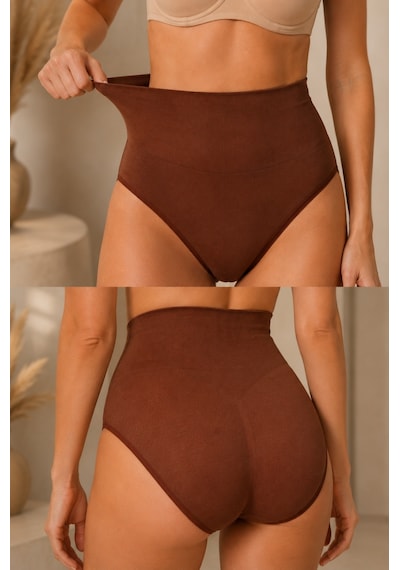 Fit Women Kadın Yüksek Bel Esnek 5 Li Külot Kahverengi