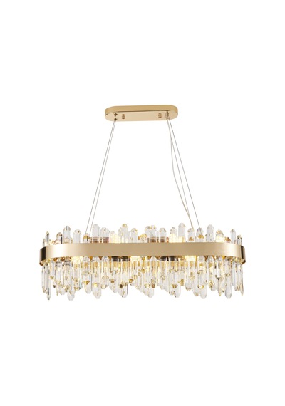 Linfred Yemek Masası Üstü Sıralı Gold Kristal Taşlı Modern Salon Avize Gold