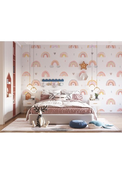 Soft Renk Gökkuşakları Çocuk Odası Duvar Kağıdı