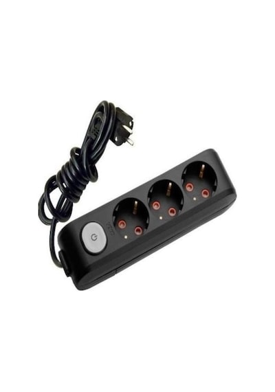 Viko Multi-let Anahtarlı 3 Lü Priz'li - 3 X 1,5 Ttr Kablolu - Uzatma 8 Metre Siyah 8 M