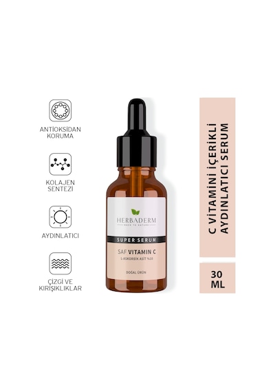 Herbaderm Superserum Saf Vitamin C Antioksidant Aydınlatıcı  Doğal Serum 30 ML